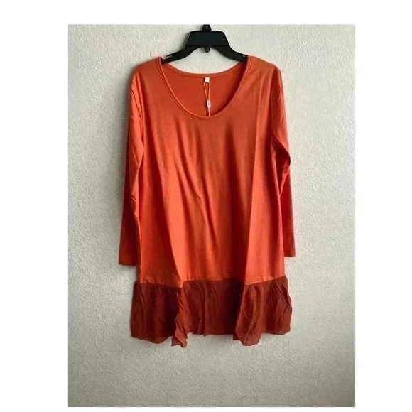 🆕Pretty Angel Orange Ruffle-Hem Tunic L🆕 - Picture 4 of 12